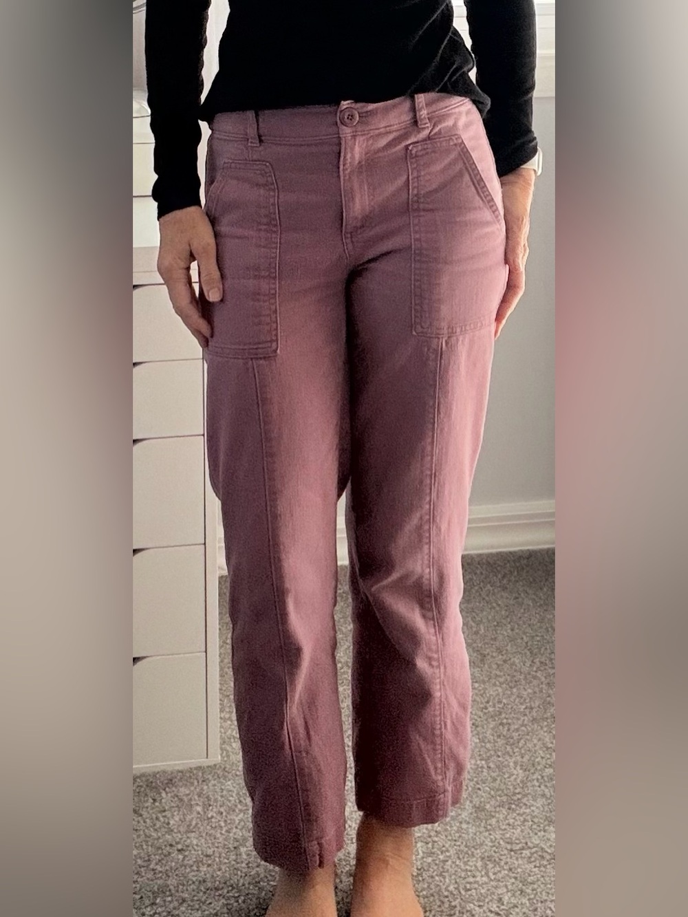 LOFT Straight-Leg Utility Jeans in Dusty Rose